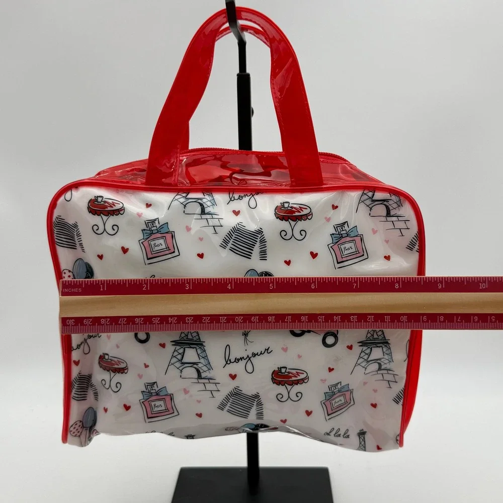 Samsonite 3 Piece Toiletry Set Paris Eiffel Tower Red Clear Travel Makeup Bags